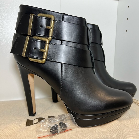 NEW DIESEL MELROSE SYDNAY BLACK LEATHER Brass Buckle Ankle Booties EUR 38 - Picture 13 of 14